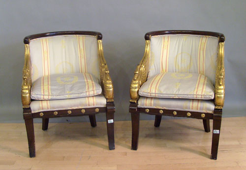 Appraisal: Pair of classical revival armchairs