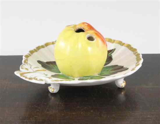 Appraisal: A rare Derby 'quince' inkwell circa the shell shaped dish