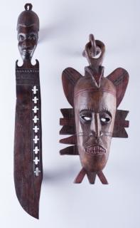 Appraisal: African Ironwood Carved Ceremonial Knife Mask African Ironwood carved ceremonial