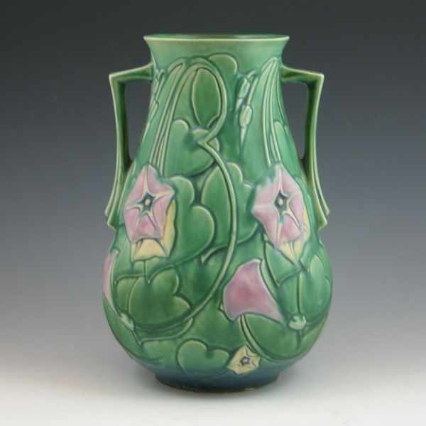 Appraisal: Roseville Morning Glory - '' vase in green Unmarked There