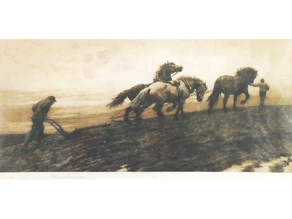 Appraisal: HERBERT DICKSEEETCHING on vellum paper'The Last Furrow' signed in pencil