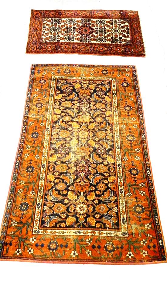 Appraisal: Semi-antique Persian Ingeles red and ivory field with blue accents