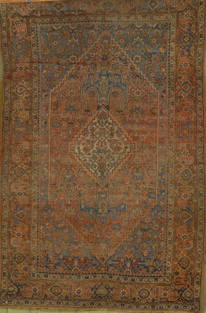 Appraisal: ORIENTAL RUG BIDJAR ' x ' Traditional diamond medallion in