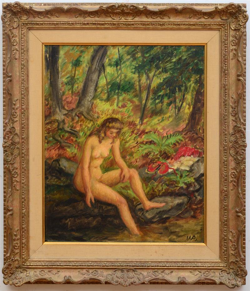 Appraisal: WALDO PIERCE - BATHING GIRL Oil on canvas signed with