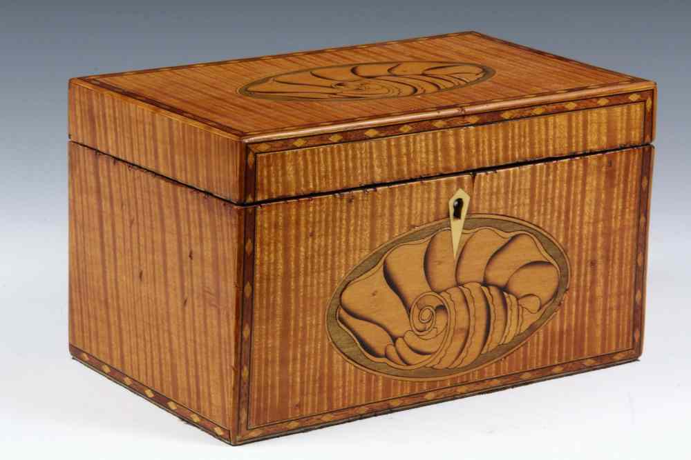 Appraisal: TEA CADDY - Boldly Figured Tiger Maple Tea Caddy late