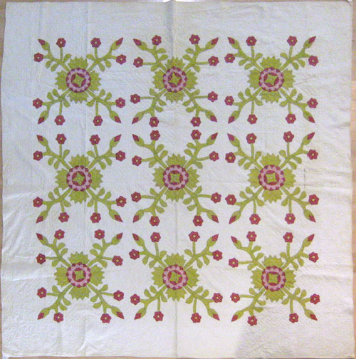 Appraisal: Appliqu whig rose quilt dated and signed Mary A Orendorff