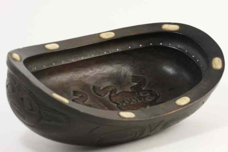 Appraisal: Northwest Coast Carved Bowlfrog motif to interior outer sides carved