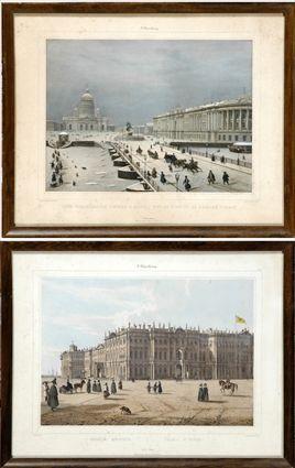 Appraisal: French School th C Two Views of St Petersburg Hand-colored