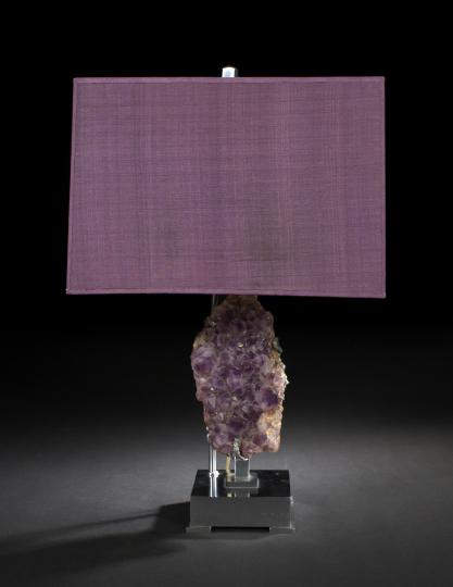 Appraisal: Interesting Art Deco-Style Amethyst Crystal Cluster Lamp second quarter th