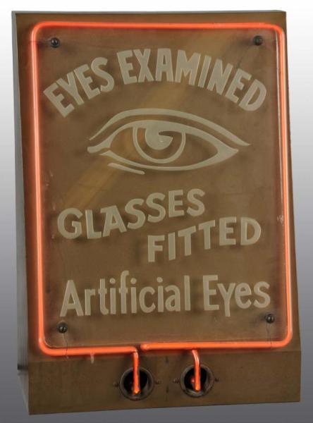 Appraisal: Neon Light Electric Eye Sign Description For glasses and artificial