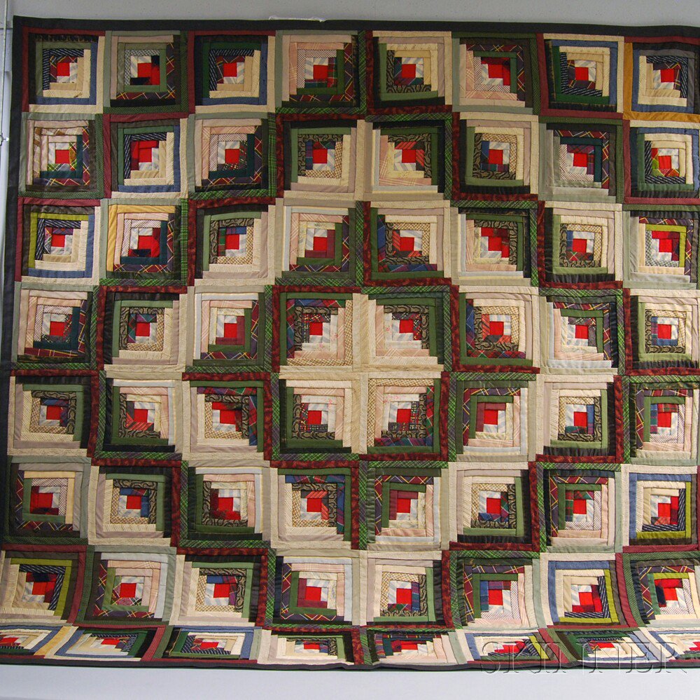 Appraisal: Log Cabin Barn Raising Pattern Patchwork Quilt early th century