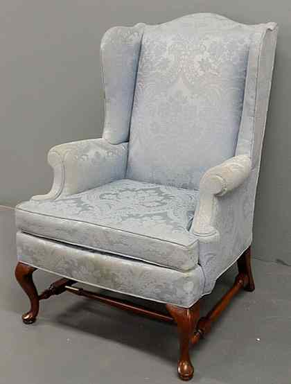 Appraisal: New England Queen Anne style mahogany wing chair with light