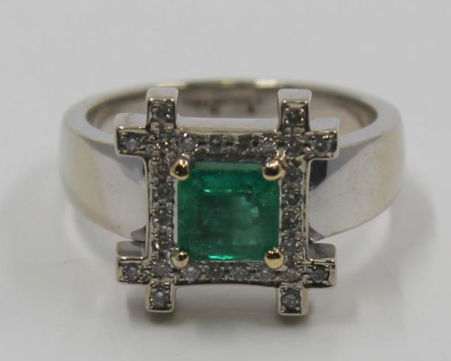 Appraisal: JEWELRY kt White Gold and Emerald Ring Accompanied by an