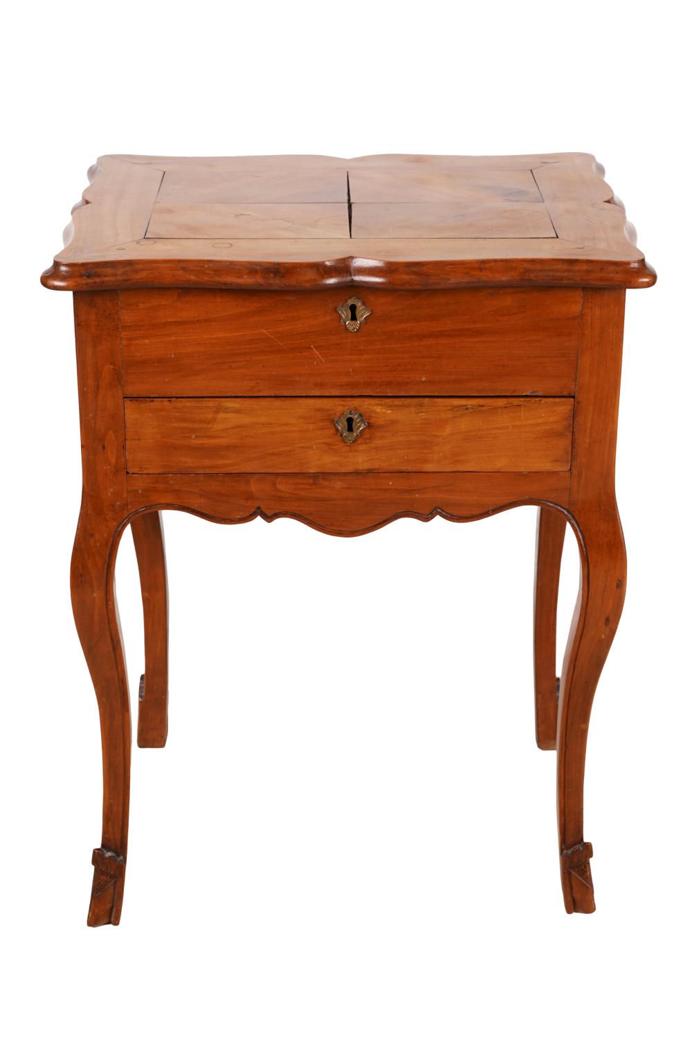 Appraisal: FRENCH SINGLE DRAWER STANDon hooved feet with key hinged top