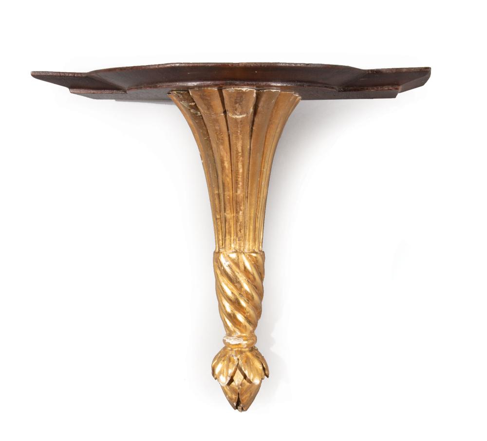 Appraisal: Regency Giltwood and Mahogany Wall Bracket c shaped molded top