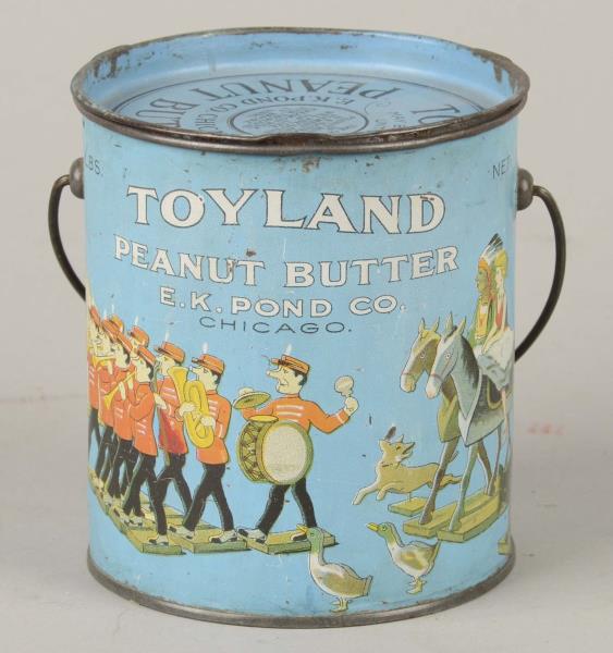 Appraisal: Toyland Peanut Butter Tin Old tin litho two pound sized