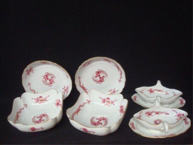 Appraisal: MEISSEN Asian Motif Porcelain Lot bowls sauceboats and bowls