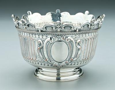 Appraisal: English silver plate bowl round with fluted body scalloped border