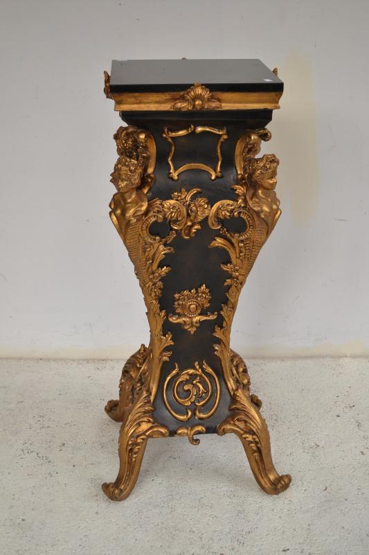 Appraisal: A CLASSICAL STYLE MARBLE TOP PEDESTAL WITH GILT DECORATION