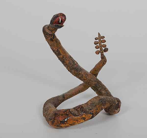 Appraisal: Folk Art Wood Snake by Emerson Lewis American A folk