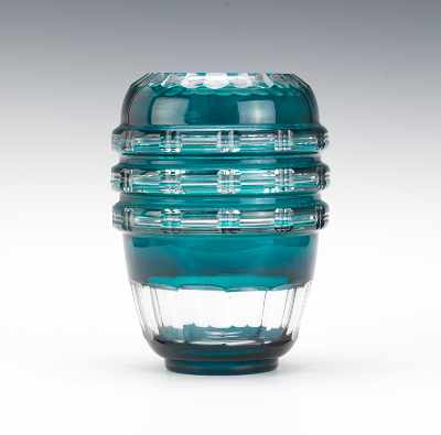 Appraisal: A Heavy Cut Glass Vase Possibly Val St Lambert Heavy