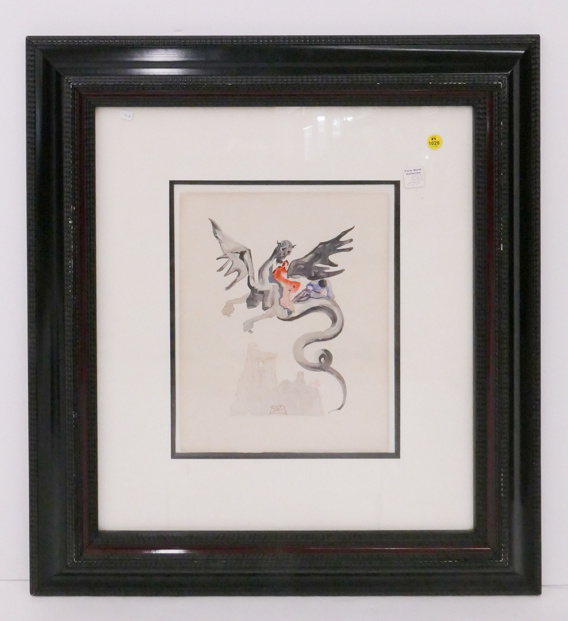 Appraisal: Salvador Dali 'On Geryon's Back' Divine Comedy Lithograph Gallery Framed-