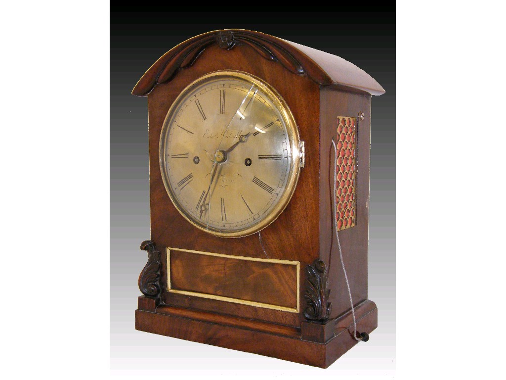 Appraisal: English mahogany double fusee bracket clock the movement striking on