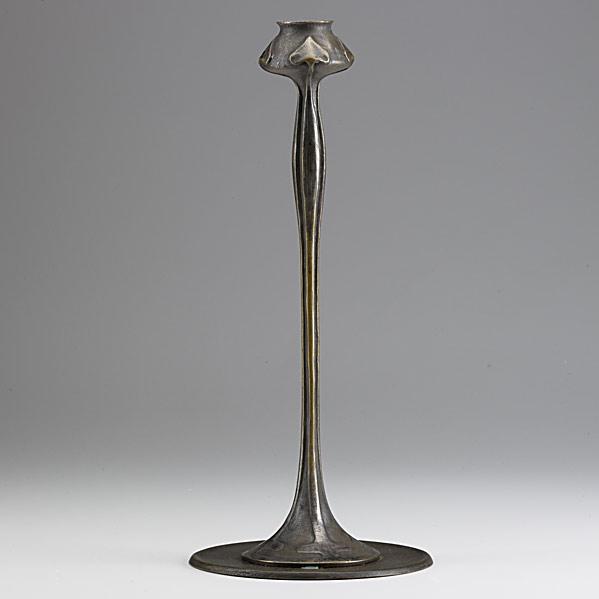 Appraisal: JARVIESilvered bronze Art Nouveau candlestickUnmarked x