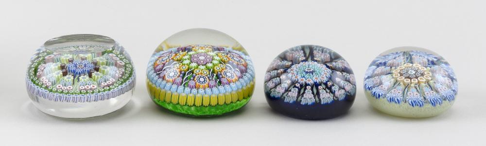 Appraisal: FOUR PERTHSHIRE GLASS PAPERWEIGHTS DIAMETERS FROM TO FOUR PERTHSHIRE GLASS