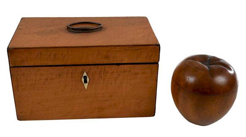 Appraisal: Two British Tea Caddies th century apple form with lift