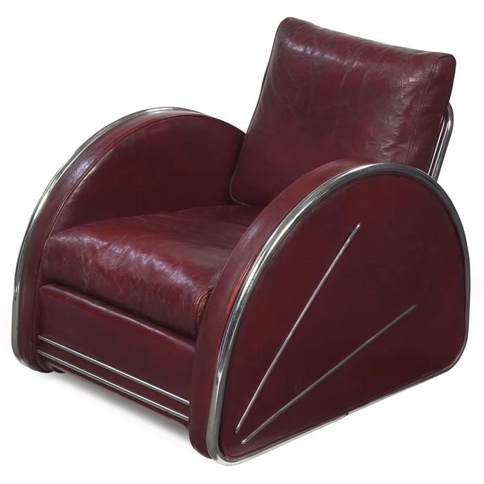 Appraisal: Royalchrome chair USA s Streamline design with roundedsides and chrome