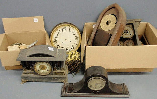 Appraisal: Box lot of clock parts As found