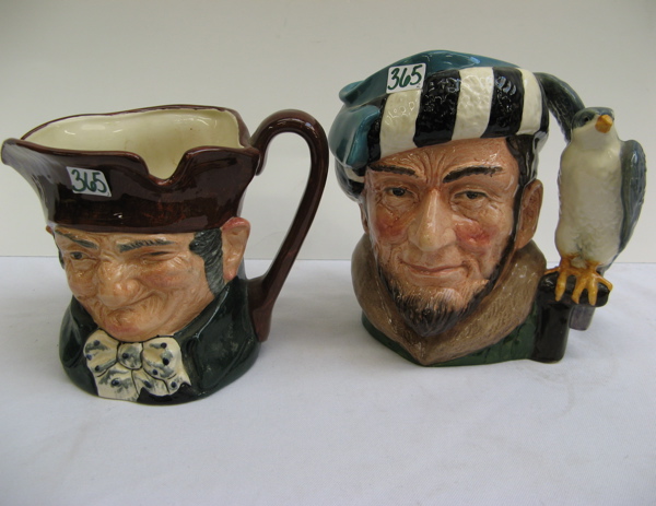 Appraisal: TWO ROYAL DOULTON CHARACTER MUGS large size The Falconer D