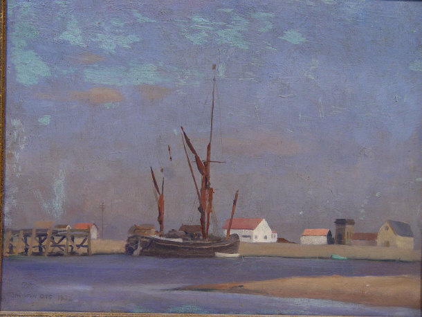 Appraisal: Tom Van Oss - Barge on the River Blyth -