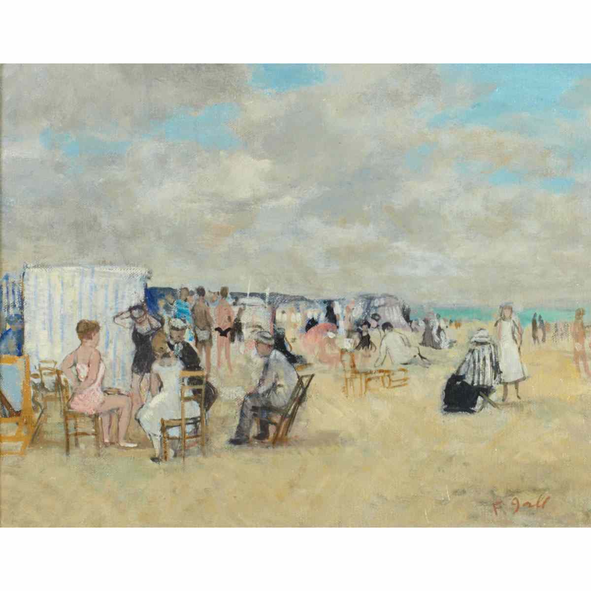 Appraisal: Francois Gall - French FIGURES ON THE BEACH Oil on