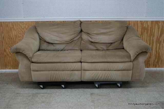 Appraisal: Micro Fiber Double Recliner Love Seat SofaFrom an estate brand