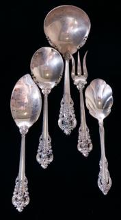 Appraisal: Grand Baroque Wallace Sterling Flatware Five Includes four Grand Baroque