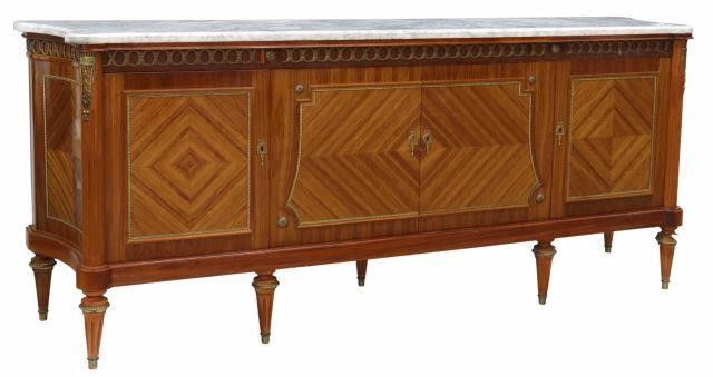 Appraisal: French Louis XVI style marble-top mahogany sideboard late th c