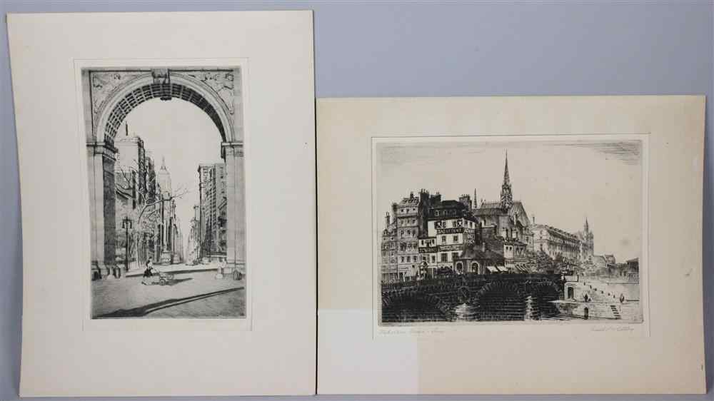 Appraisal: FRANKLIN P WHITING NAPOLEON BRIDGE ALONG WITH ANOTHER ETCHING Etching