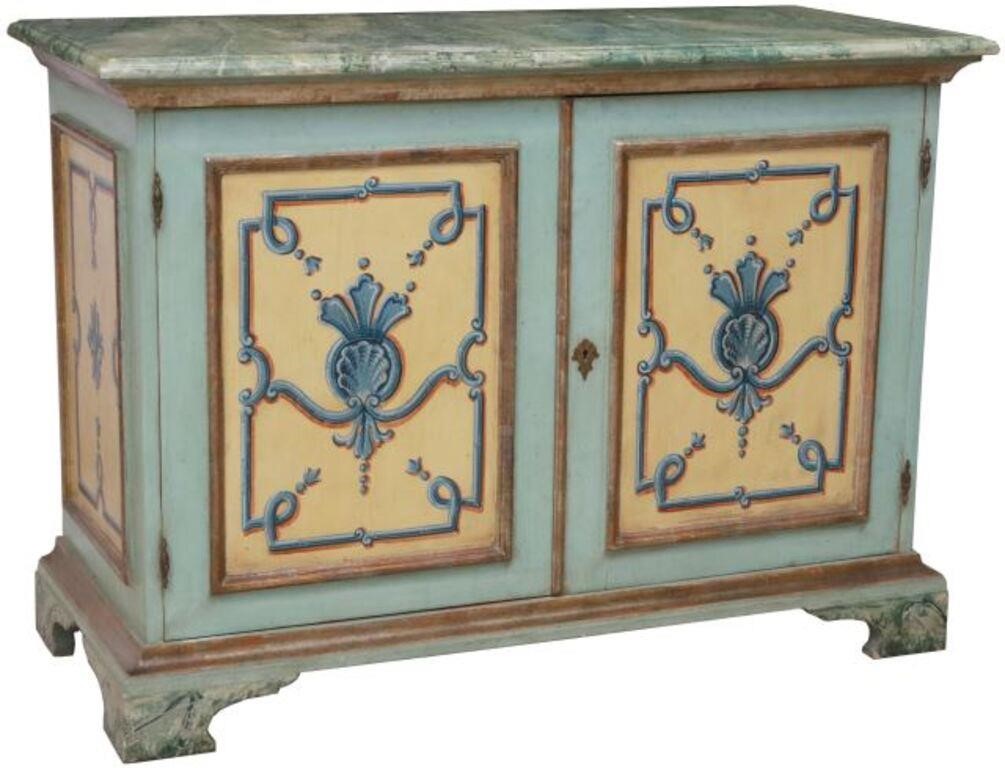 Appraisal: Venetian paint-decorated cabinet early th c having marbled top over