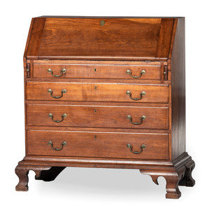 Appraisal: A Chippendale Carved Cherrywood Slant-Front Desk Likely Rhode Island Circa