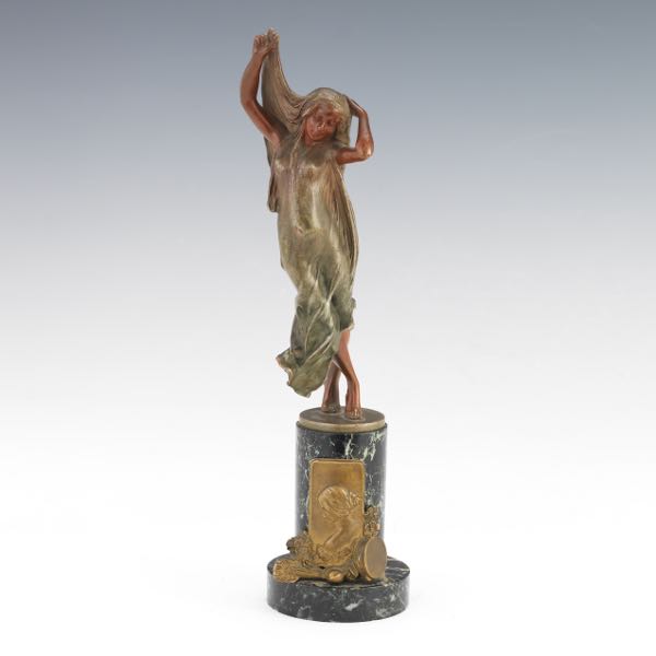 Appraisal: CARL KAUBA AUSTRIAN AMERICAN - overall Painted bronze sculpture of