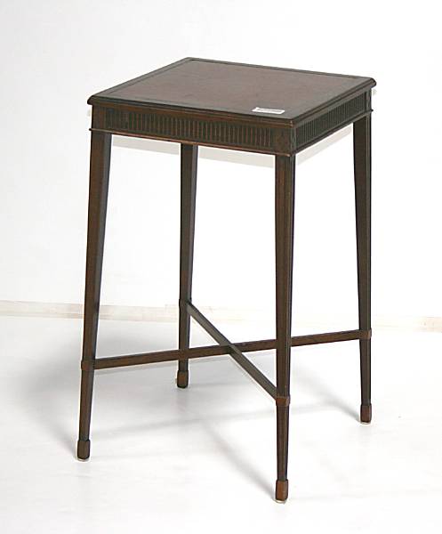 Appraisal: A Continental Neoclassical style leather inset mahogany side table height