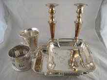 Appraisal: A quantity of silver plate comprising a pair of candlesticks