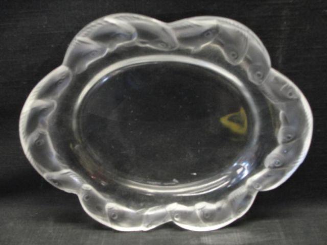 Appraisal: LALIQUE Oval Platter with Fish Decoration From a Larchmont estate