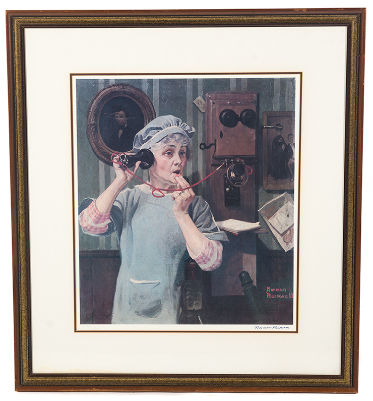 Appraisal: FRAMED AND ARTIST SIGNED NORMAN ROCKWELL PRINT American nd half-