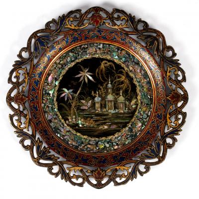 Appraisal: A Victorian papier-m ch plate by Lane Birmingham with central