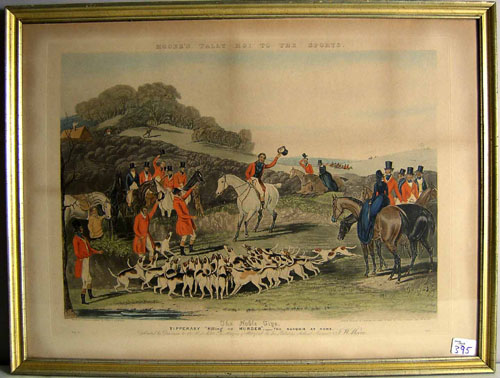 Appraisal: Hand colored fox hunt engraving after Turner x