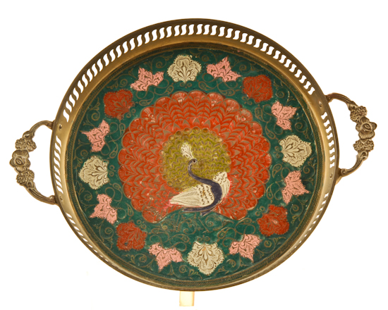 Appraisal: Indian Brass and Enamel Tray Dia