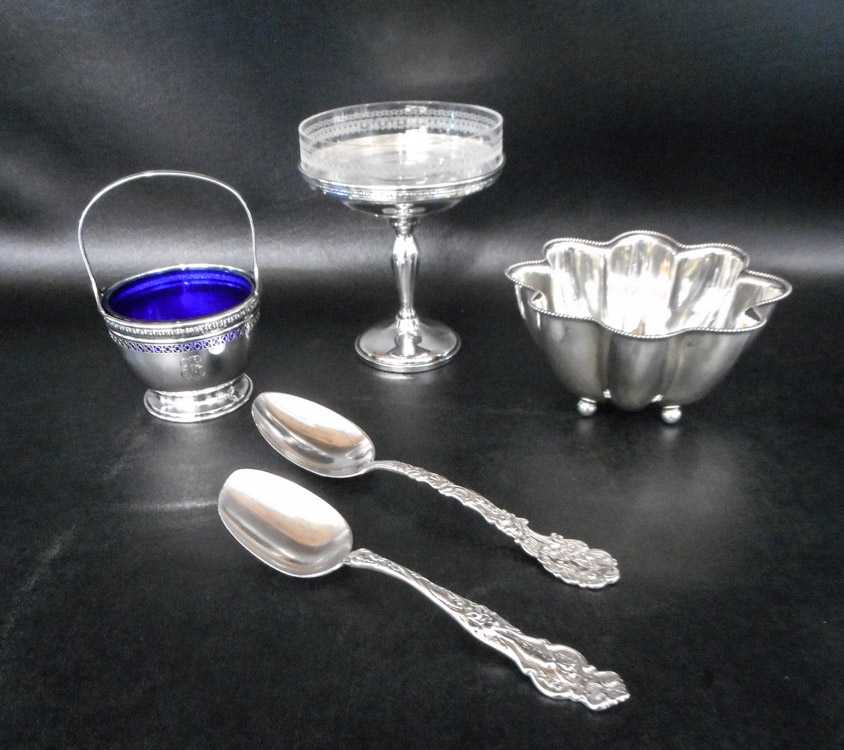 Appraisal: STERLING SILVER FLATWARE AND HOLLOWWARE five pieces Gorham large tablespoon